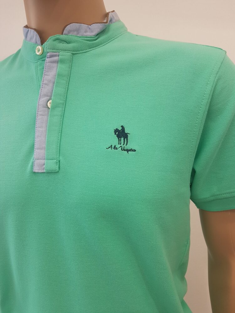 Polo CRO cuello mao aguamarina